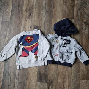 Ralph Lauren 18M Graphic Fleece Hoodie Zip-Up & ZARA 2T Superman Sweatshirt